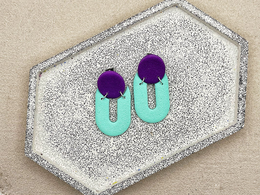 Color Block Pendantes Mauve et Turquoise